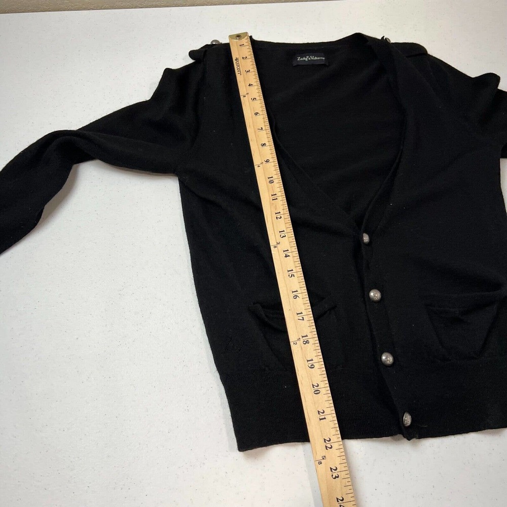 Zadig & Voltaire Womens Canelle Cardigan Sz Small Black Button Front Merino Wool - Picture 11 of 12